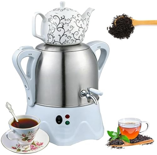 2000W elektrisk turkisk tebryggare, 3L rostfritt stål Samovar med 1L keramisk tekanna, Håll varm funktion for te, kaffe och örtte(#2)