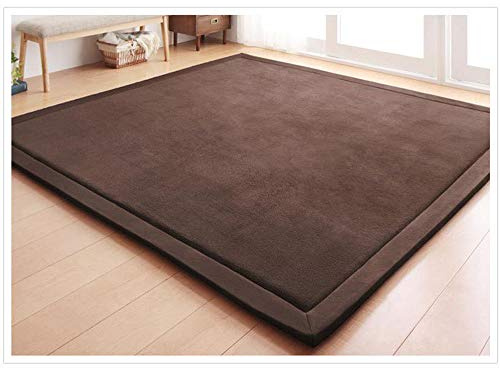 Loartee Nursery Rug Coral Velvet Crawling Rugs Mat Area Rugs Play Crawling Mat(6'7x6'7, Coffee) for Toddler Children Play Mat Yoga Mat Exercise Pads Carpet