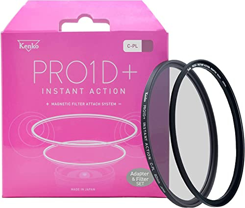 Kenko Filtro Polarizador PRO1D+ Instant Action C-PL Set 77mm, Anillo Adaptador magnético específico Incluido, Fabricado en Japón