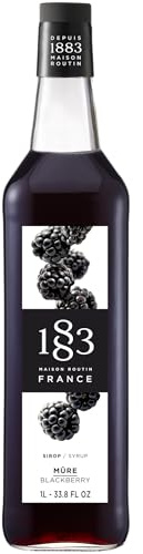 1883 Maison Routin Premium BlackBerry Syrup, 1 Litre Glass Bottle | Flavoured Syrup, For Coffee, Tea, Cocktails, Iced Drinks & Desserts, Made with Pure Cane Sugar, No Artificial Colours, Vegan