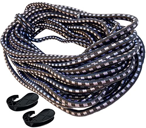 15 m Expanderseil Ø 8mm Schwarz mit 2 Haken Spann Schnur Seil Kordel