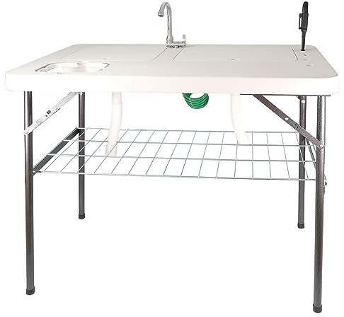 Lemodo klappbarer Filetiertisch | tragbare Camping Spüle | Outdoor Waschbecken mit 2 Spülbecken | Mobiles Spülbecken zur Erweiterung der Outdoorküche | Outdoor Spüle ideal für Angler