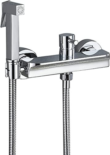 Sprühgerät-Set, Handsprühgerät for die Toilette, verchromtes Messing-Badezimmer-Stoffwindel-Sprühgerät-Set mit kaltem und heißem Wasser, wandmontiertes Toiletten-Sprühgerät for Baden von Haustieren, E
