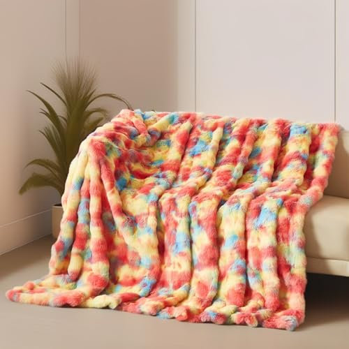Boqingzhu Kuscheldecke Bunt 150×200cm Flauschig Warm Weich Dick Sofadecke Couchdecke Wohnzimmer Decke Plüschdecke