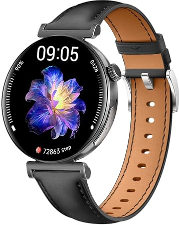 Knauermann PRO 3 Mini (2024) Schwarz - Gesundheitsuhr Smartwatch mit Telefoniefunktion - EKG + HRV und SOS Funktion - AMOLED Display - BT Bluetooth - Schlafapnoe - Edition 1, 14-24, rund