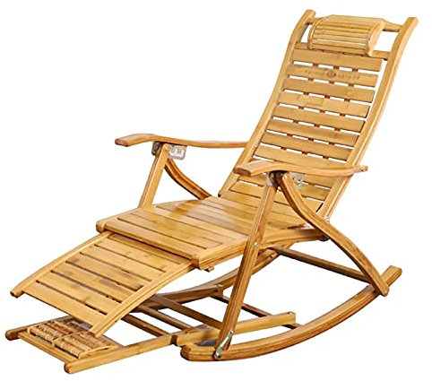 Sedia a Dondolo Mobili da Giardino per Esterni da Giardino, Sedie a Dondolo Pieghevoli in Legno Sedie a Sdraio Poltrone reclinabili in bambù, Sedie a Dondolo da Patio con Schienale