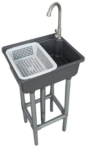 XRB2050 Lavabo da Bagno, 43x32x83 cm / 17x12x33 Pollici Lavandino in Resina PP, Lavabo da Appoggio per Bagno WC Lavanderia Garage Guardaroba D Rubinetto