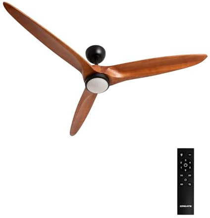 CREATE / WIND CENTURY L/Ventilador de techo con luz negro madera oscura con mando / 40W, programable, Ø152 cm, 6 velocidades, función verano-invierno, luz led 3 temperaturas
