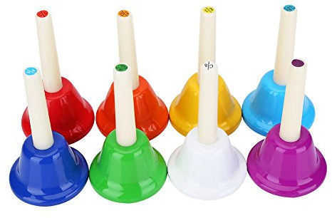 Nikou 8-Ton Bunte Metall Handglocken Handglocken Set Musikinstrument Spielzeug für Kinder Kinder