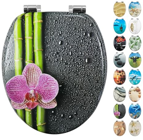 Fanmitrk Wooden Toilet Seat-Durable MDF Toilet Seat Soft Close in Various Patterns(MDF2507-13)