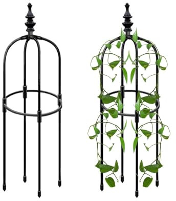Garten-Obelisk-Spalier – 43,3-Zoll-Metallturm, Balkon-Pflanzenstützen, natürliches und Robustes Kletterranken-Spalier für | Rostfreier Terrassen-Rasen-Obelisk für Clematis Jasmine Sweet Peas