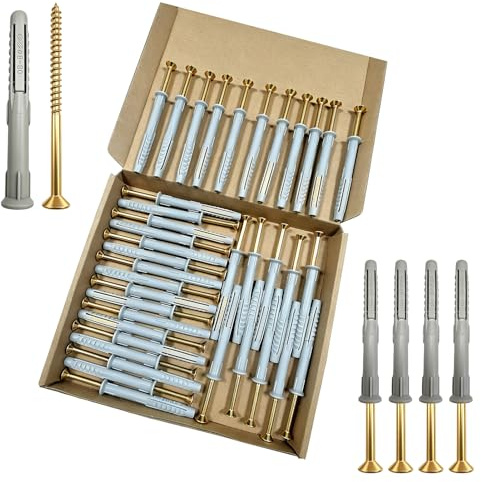 38 Pcs Heavy Duty Screws and Wall Plugs Set, 4.9 x 85 mm Screws with 8 x 80 mm Nylon Wall Plugs, for Brick Concrete Masonry Drywall