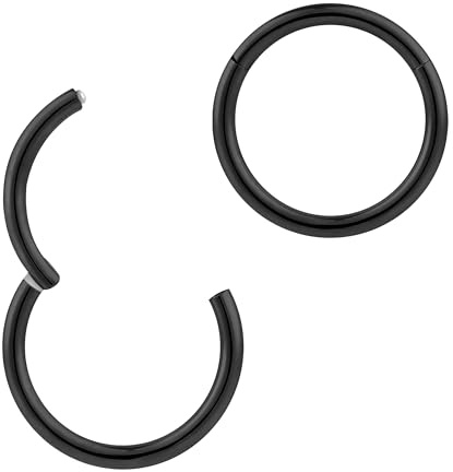 365 Sleepers Titan 1,2 mm Segment Nasenring Hoop Knorpelohrring Septum Clicker Ring Klappbarer Lippenring Conch Daith Helix Rook Tragus Lobe Snug Piercing Schmuck 2 Stck