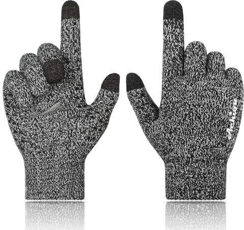 Achiou Winter Gloves for Men and Women, Touchscreen Soft Knit Gloves