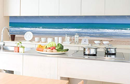 Küchenrückwand Folie selbstklebend LEERER Strand | Klebefolie - Dekofolie - Spritzschutz für Küche | Premium QUALITÄT - Made in EU | 350 cm x 60 cm