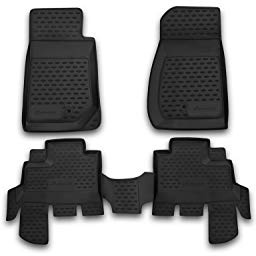 Element Gummimatten Passgenaue Fußmatten Jeep Wrangler 4 Tür 2007-2018 4 TLG, Schwarz