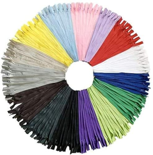 DOITEM 15 Farben Nylon Unsichtbar Reißverschlüsse, 50cm lang, 2.3cm breit für Kleidung Tasche Mäppchen Kissenbezug, 60 Stück