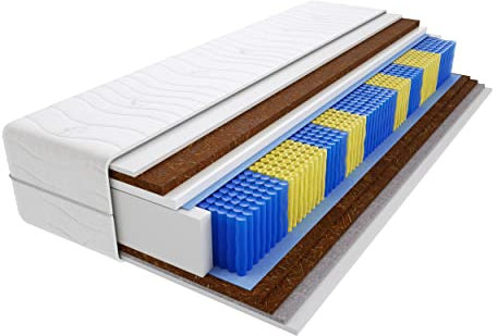 Godre Matratze 100x200 cm Doppelmatratze, H4 & H5 Federkernmatratze, Taschenfederkernmatratze 19 cm Hoch Kokosfaser Rosshaar Hypoallergene, HR-Schaum, Gesteppter Bezug Santana Multitaschen