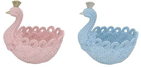 DKD Home Decor Svuotatori della marca Blu Cielo Resina Rosa Chiaro Romantico (23 x 14,3 x 23 cm) (2 Pezzi) (Riferimento: S3017395)