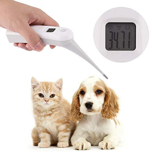 AUNMAS Digitales Tierthermometer Veterinärthermometer Schnelle 6 Sekunden Messung mit 0,01 °C Genauigkeit Komfortable rektale Sonde für Katzen Hunde Kleintiere LCD Anzeige