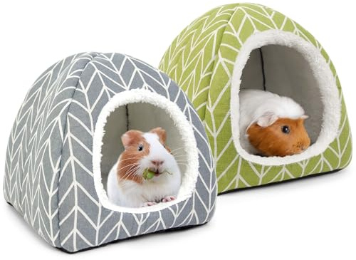 Tierecare 2 Pack Guinea Pig Hideout Bed Dwarf Rabbit House Cave Accessories Cozy Hide-Out for Little Bunny Hedgehog Ferret Chinchilla&Other Small Animals