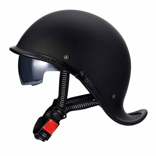 Retro Motorrad Halbhelme Motorradhelm Für Herren Damen ECE-Zertifizierung Deutschen Stil Jethelm Mit Visier Halbschalenhelm Braincap Für Cruiser Moped Scooter Offenem Helm 5,M:57-58CM