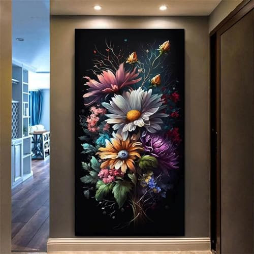 5D DIY Diamond Painting, Chrysantheme Diamond Painting XXL Erwachsene Groß 100x233cm, Diamond Art Pfingstrose Diamant Painting Bilder Kinder Anfänger, Dimondpaintin Geschenke für Frauen, Wand Deko