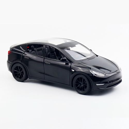 MODVKVK Tesla Model Y 1:32 Modellino Macchinina con Luce e Musica, Funzione Pull-Back, Lega Pressofusa, Ideale per Bambini dai 3 anni e Collezionisti (Nero)