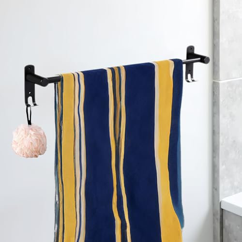 RPEIXYA Toallero extensible, barra para toallas sin taladrar, extensible, 43-78 cm, toallero de pared, toallero de baño para baño y cocina (negro, 1 capa)