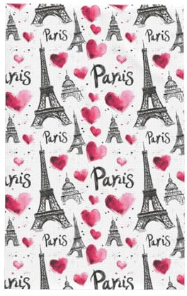 Buewutiry Toallas de cocina – Toalla de cocina suave con estampado de amor de la Torre Eiffel, absorbentes, de secado rápido, para secar la cocina, toalla de mano para decoración del hogar con cordón