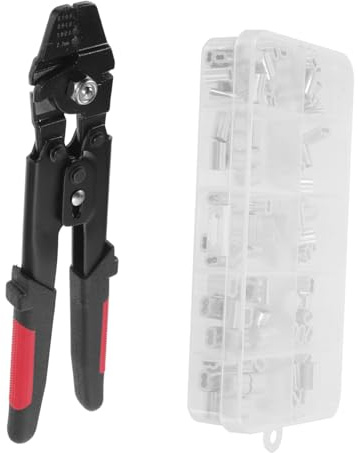 Alipis Pinza Crimpatrice Acciaio Inox per Cavi Kit con Anelli Alluminio Doppia Fascetta Strumento Professionale con Impugnatura Antiscivolo e Meccanismo Autobloccante per Cavi Acciaio di