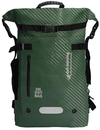 GSXLZ wasserdichte Tasche 30L Dry Bag mit großer Kapazität, Trocken- und Nasstrennung, wasserdichter Schwimmrucksack for Reisen/Wassersport/Wandern, Aufbewahrungstasche(Green)