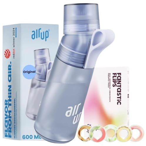 AIR UP water bottle Twist Pro Blueberry original starter set with pods in 5 flavours I 600ml water bottle with sugar-free flavouring I dishwasher-safe, BPA-free I Blue