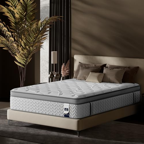 VISCOFLEX Full Mattress 12 Inch - Medium Firm Hybrid with Cooling Cover, 5-Zone Lumbar Support, Fiberglass-Free, CertiPUR-US Certified, 365 Night Trial, Pressure Relief, Bed in a Box