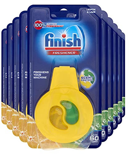 Finish, Dishwasher Freshener, Lemon, Bulk (10 Pack), Eliminates Odour, Clean and Fresh Smell up to 600 Washes