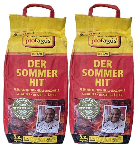 Profagus Buchenholz Grillkohle 3,3 Kg im praktischen Sack fr besten Grillgenuss und beste Ergebnisse