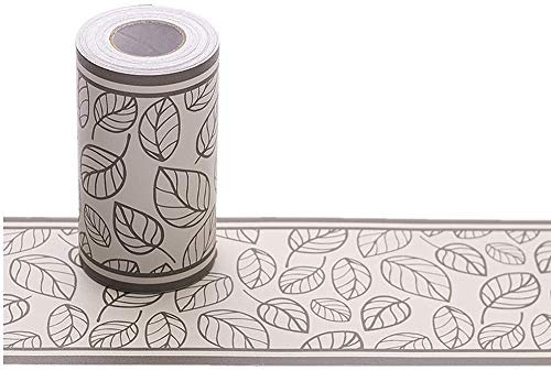 Bordo adesivo per carta da parati impermeabile, rimovibile, con motivo a foglie, per cucina e bagno, 10cm x 10 m