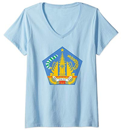 Womens Flag Of Bali Indonesia Souvenir Bali Dwipa Jaya Balinese V-Neck T-Shirt