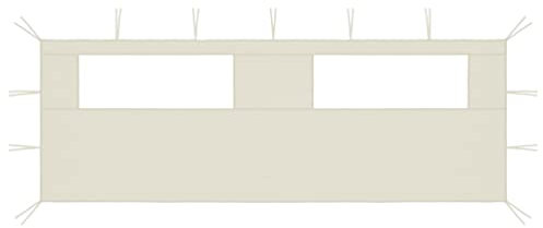 INLIFE Pavillon-Seitenwand mit Fenstern 6x2 m Creme-0413