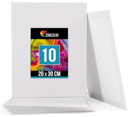 Zenacolor Set di 10 Tele per Dipingere - 100% Cotone Senza Acidi - Tela per Dipingere 20x30 cm - Tutti i Tipi di Pittura su Tela