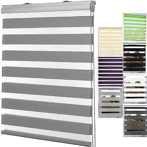 Thermo Rollo Verdunklungsrollo 60x300cm Höhe Stufenlos Verstellbar Sonnenschutz Verdunkelungsrollo inkl. Montagematerial, für Fenster & Tür, Dunkelgrau