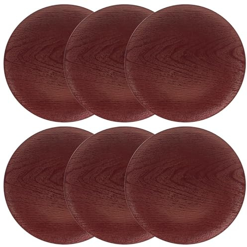 URBN-CHEF 13 33cm Faux Wood Look Charger Dinner Plates Wedding Christmas Service 6 Pack (red)