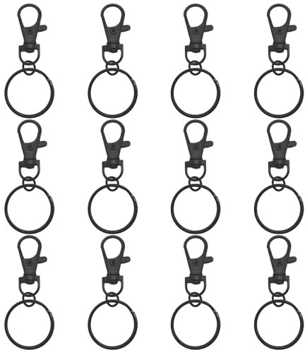 12 llaveros de langosta con clip de metal de langosta, llaveros de mosquetón, accesorios de bricolaje (negro)