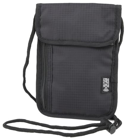 LANAFAY Brustbeutel Mit RFID Schutz Unisex, Reisegeldbeutel mit RFID-Schutz, Brusttasche Reisegeldbeutel Verstellbarem Halsriemen Nylon, für Bargeld Karten Schlüssel und Reisepass, Kreditkarten