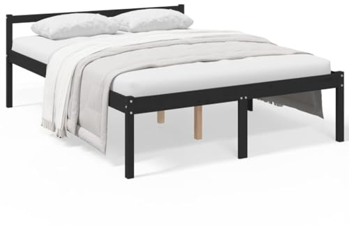 QZZCED Cama de hotel, dormitorio, cama de día, cama de lujo, cama para personas mayores, color negro, 150 x 200 cm, madera maciza de pino para dormitorios, hoteles, apartamentos