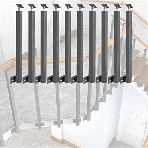 ZJFJMBD Indoor Stair Railing Deck Balusters For Stair/Deck/Porch -Side Mount Metal Spindles, Square Stair Balusters Post With Screws Kit