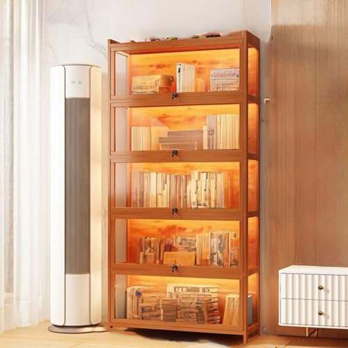 CTREVL Sammlervitrine Vitrinenschrank, Multifunktionale Staubdichte Glasvitrine, Glasvitrine stehend, Handgefertigtes Lagerregal für Waren, für Schlafzimmer, Wohnzimmer, Arbeitszimmer(80*x32x171cm)