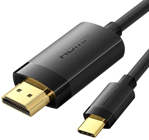 VENTION USB C to HDMI Cable (4K@60Hz, 2K@120Hz, 1080P@144Hz), Type C/Thunderbolt to HDMI Cable Compatible with iPad Pro/Air, iPhone 16/15 Series, MacBook Pro/Air, Mac Mini, Galaxy S25/S24, (1M)