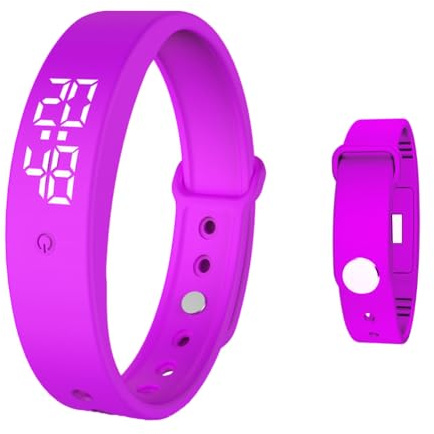 Umllpet Armband med vibrationslarm, vibrationsväckarklocka, armbandsur för barn, vuxna, potta, drickspåminnelse, påminnelse om piller, lila