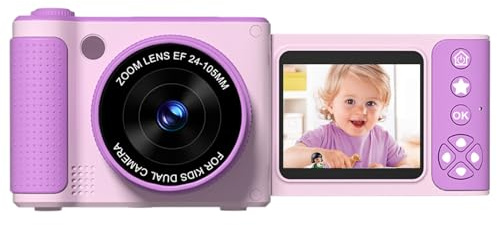Digital Camera for Children – Vlog Camera with 2.4 Inch Screen, Portable Toy with Flash for Garden, Travel, School, Camping, Beach, Home, Indoor Outdoor